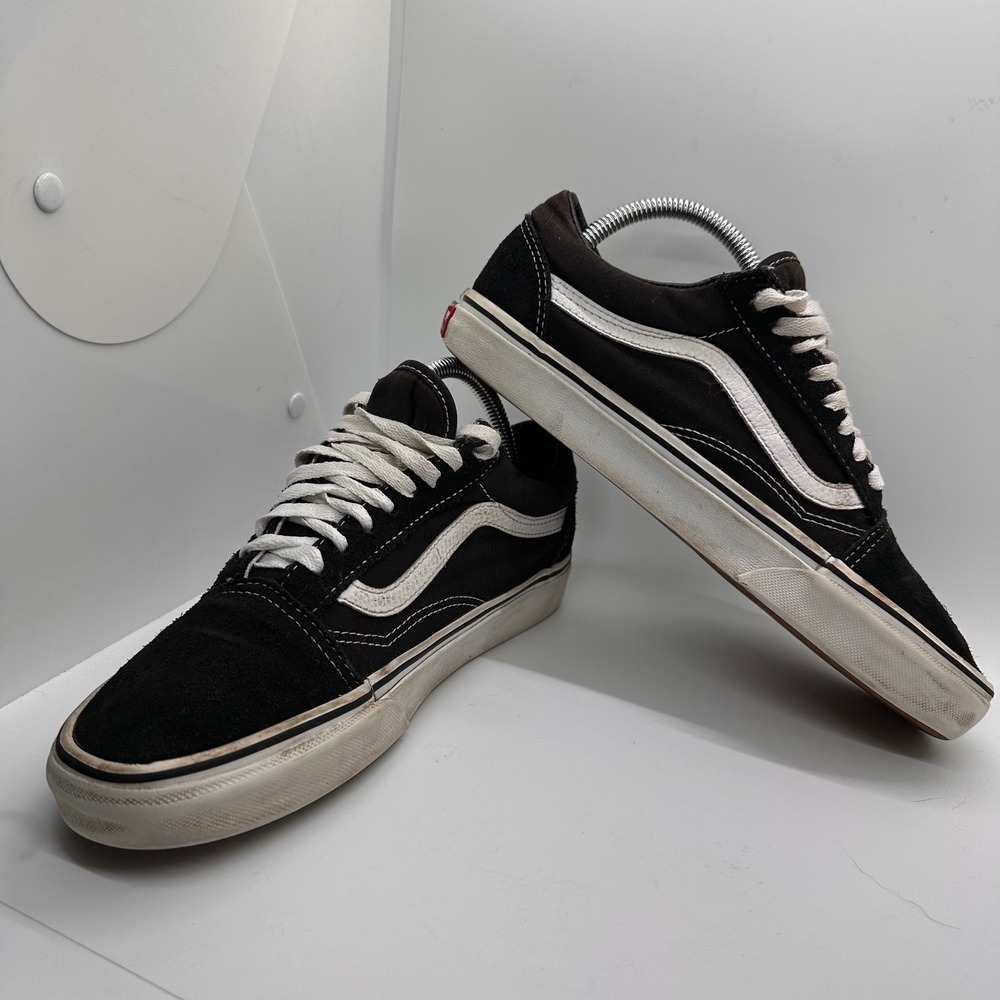 Vans Old Skool Skate Shoes Sneakers Black White Suede Classic Mens Size 7